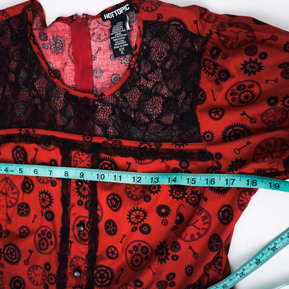 Whimisigoth Hot Topic Clock Lace Red Black Bright Dress XL - Picture 14 of 16
